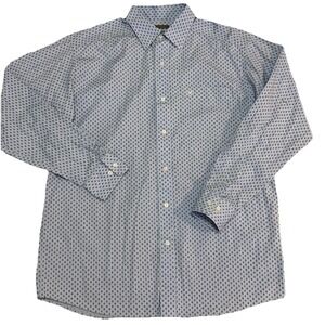 Ariat  Men L Blue Geometric Long sleeve Shirt Logo Rodeo Work Embroidered